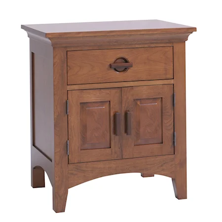 One Drawer Nightstand with Two Door Storage Cabinet